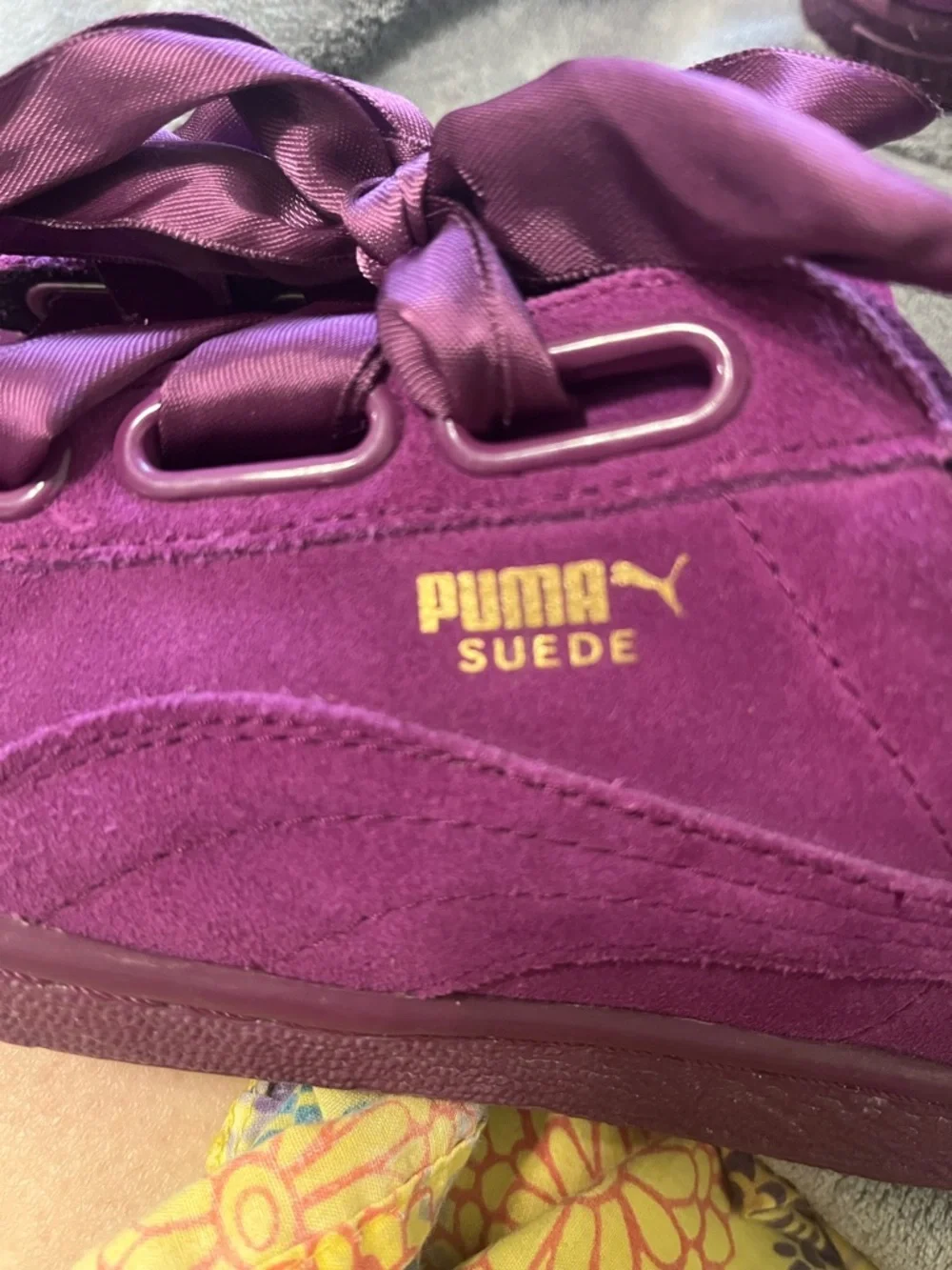 Puma Women's Suede Sneakers - Purple with Gold Accent - Picture 5 of 12
